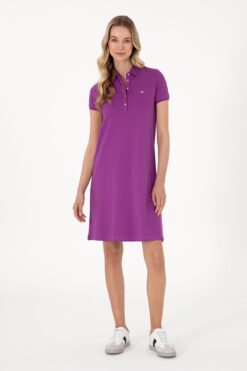 U.S. Polo Assn. Kadın Menekşe Polo Yaka Mini Boy Örme Elbise 50305853-vr037