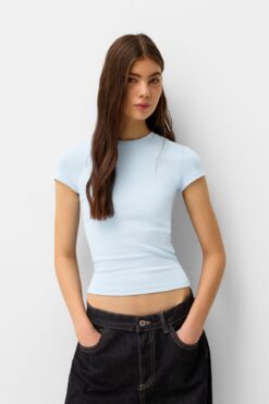 Bershka Kısa kollu bisiklet yaka t-shirt
