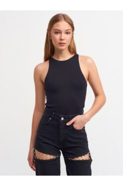 Dilvin 3694 Halter Yaka T-shirt - Siyah