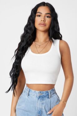 Imoda Kadın Beyaz Kare Yaka Crop Top Bluz