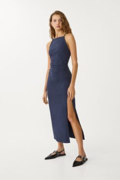 Stradivarius Halter yaka midi elbise