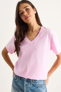 Bianco Lucci Kadın %100 Organik Pamuk Derin V Yakalı Comfort Fit T-Shirt 60602066