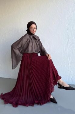 Moca Kadın Bordo Rue Şifon Etek
