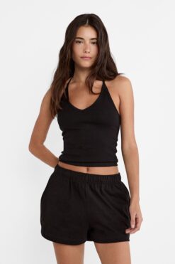 Stradivarius Boyundan bağlamalı halter yaka top