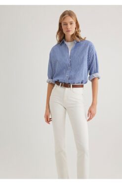 Mavi Çizgili Gömlek Loose Fit / Bol Rahat Kesim 1210647-84005