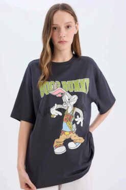 DeFacto Coool Looney Tunes Oversize Geniş Kalıp Bisiklet Yaka Kısa Kollu Tişört D9129ax25sm