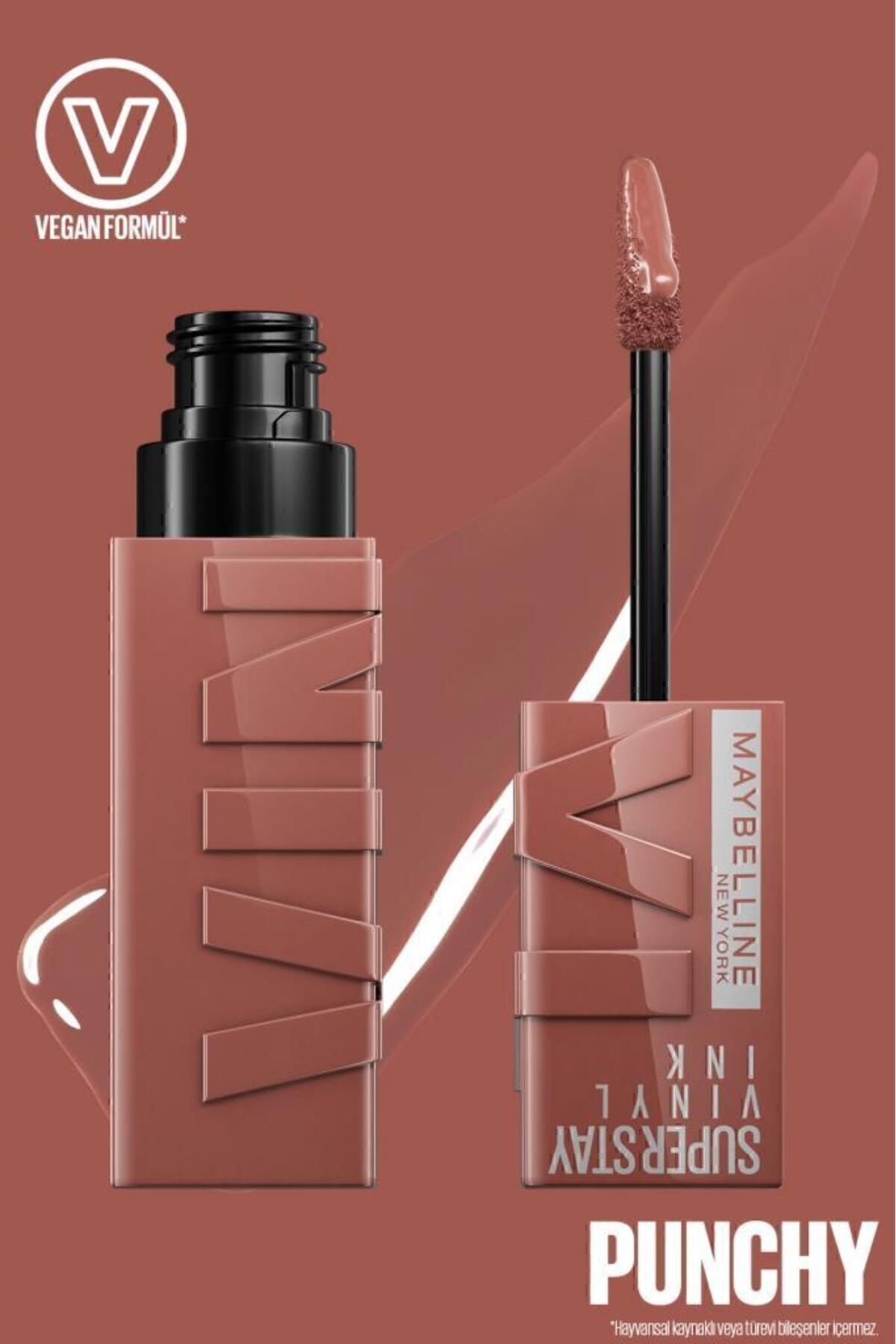 Maybelline New York Super Stay Vinyl Ink Uzun Süre Kalıcı Nude Tonlu Likit Parlak Ruj 120 Punchy - Görsel 2