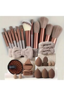 Tikatti 33 Parça Yüksek Kaliteli Fırçalar, Saç Bandı, Bileklikler ve Güzellik Süngerleri