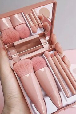 H&E LUXURY DESIGN 5'li Taşınabilir Aynalı Profesyonel Makyaj Fırçası Seti