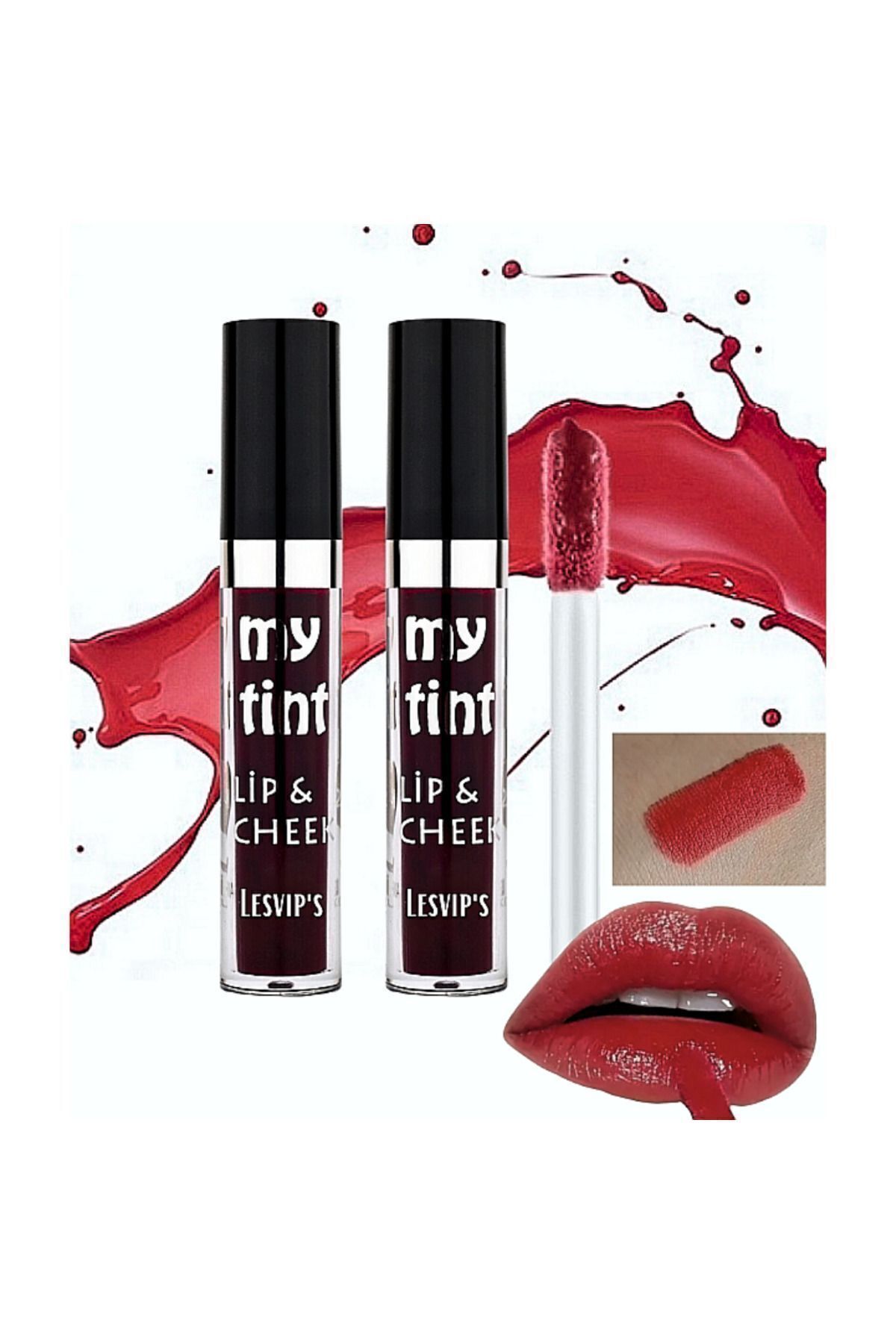 Lesvip's 2 adet 24 saat kalıcı dudak ve yanak renklendirici tint