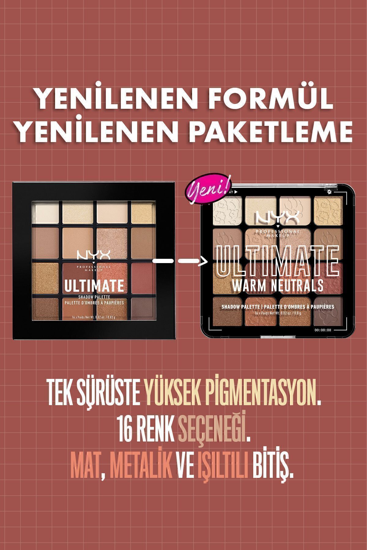 NYX Professional Makeup Göz Farı Paleti - Ultimate Shadow Pallette Warm Neutrals 800897017644 - Görsel 2