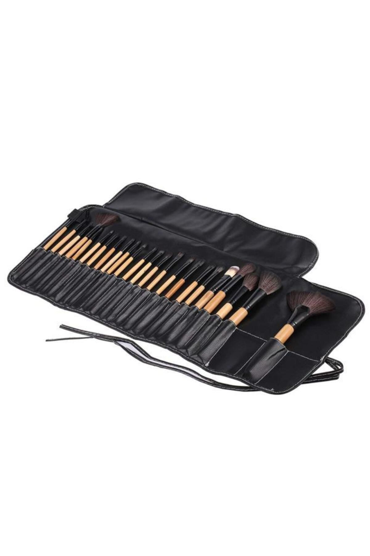 MUJGAN 24'lü Profesyonel Makyaj Fırça Seti Bambu Renk