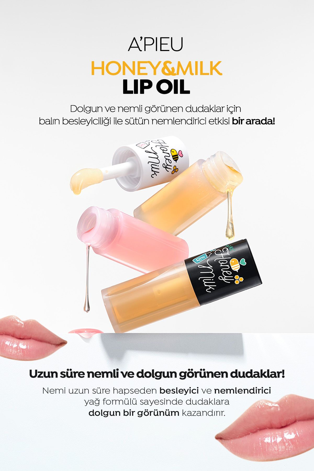 Missha Bal Ve Süt Özlü Besleyici Ve Nemlendirici Dudak Bakım Yağı A'pıeu Honey & Milk Lip Oil - Görsel 2