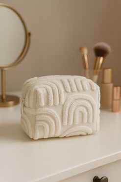 YILDIZ DİJİTAL HOME Punch Nakışlı Makyaj Çantası – Fermuarlı Doğal Kumaş Seyahat Organizer El Yapımı | Star Home’s