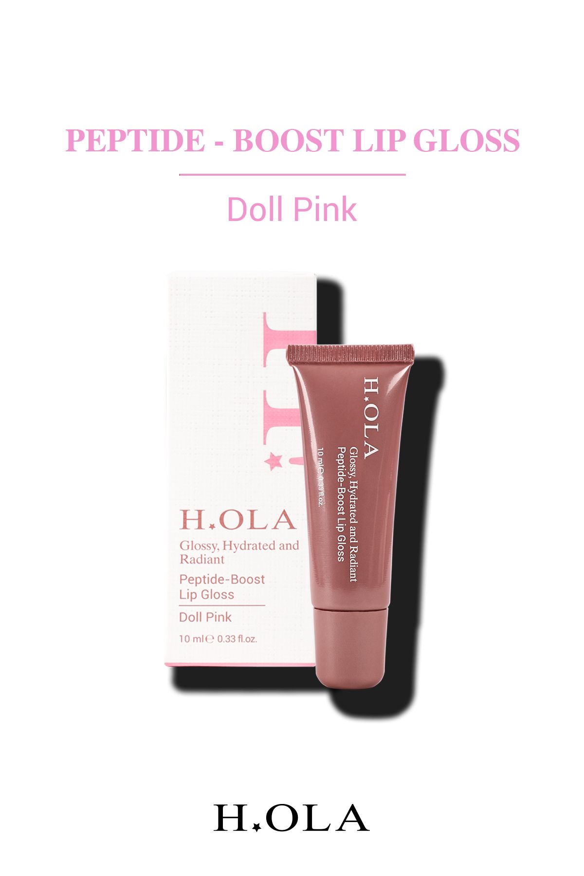 h.OLA Lip Gloss | Dudak Parlatıcısı | Kalıcı, Yüksek Pigmentli | Peptide-boost | Doll Pınk