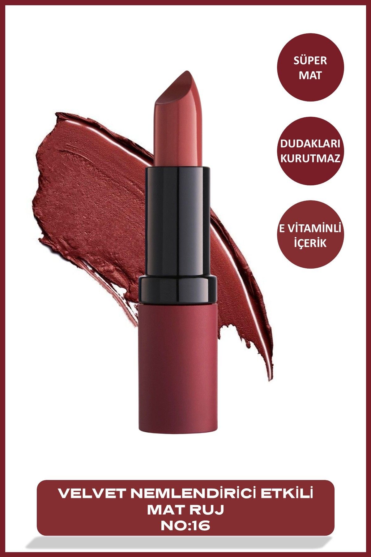 Golden Rose Velvet Matte Lipstick No: 16 Velvet - Mat Ruj