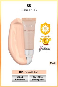 NOTE Bb Concealer Spf 15 Yoğun Kapatıcı Metal Başlıklı Göz Altı Kapatıcısı - 02 Orta Açık