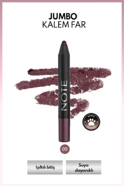 NOTE Jumbo Eyeshadow Pencil Waterproof Işıltılı Suya Dayanıklı Kalem Far 05 Purple - Mor