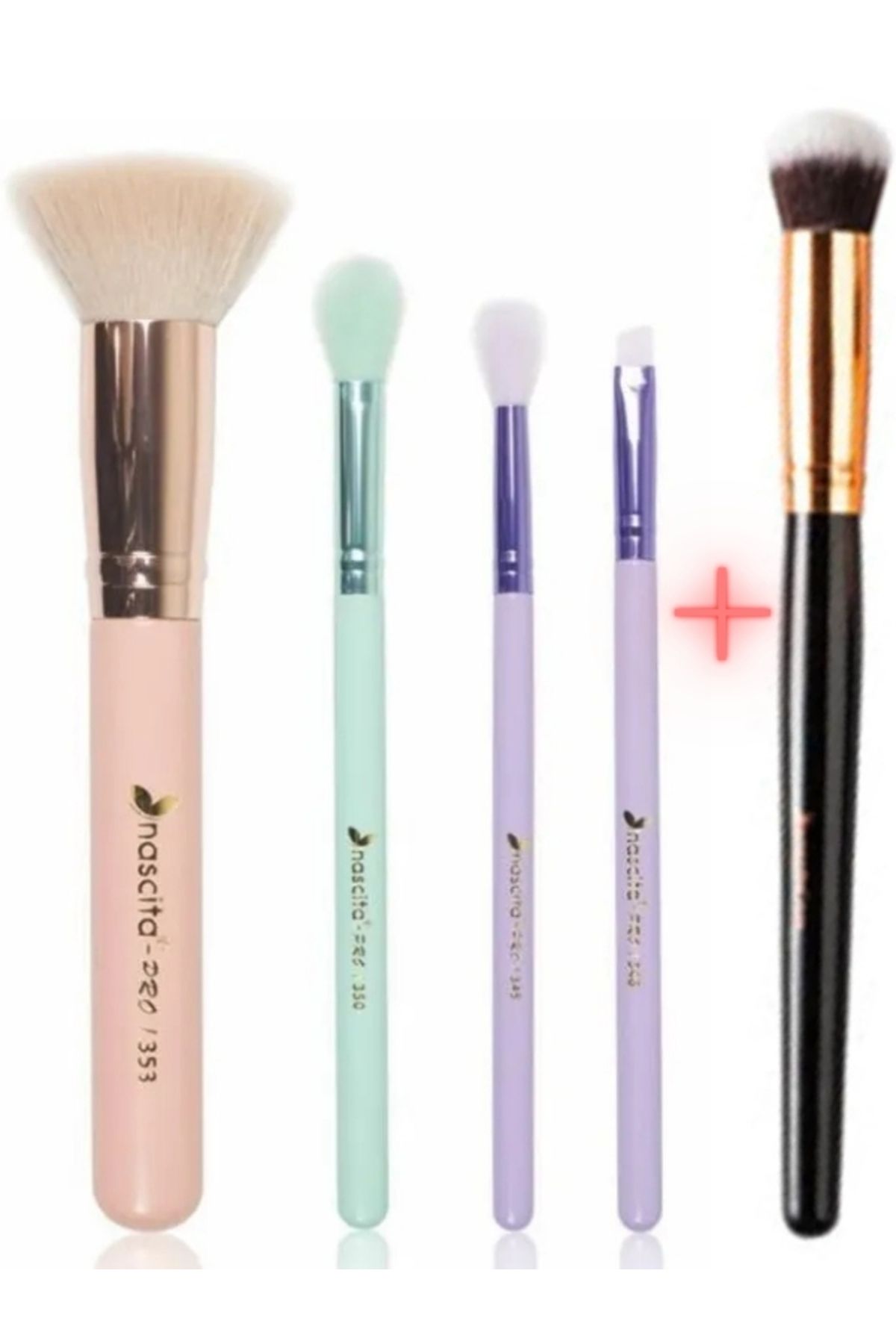 nascita Temel Makyaj Fırça Seti NASBRUSHSET 77 + Nascita Oval Yapılı Kapatıcı Fırçası NASBRUSH 136