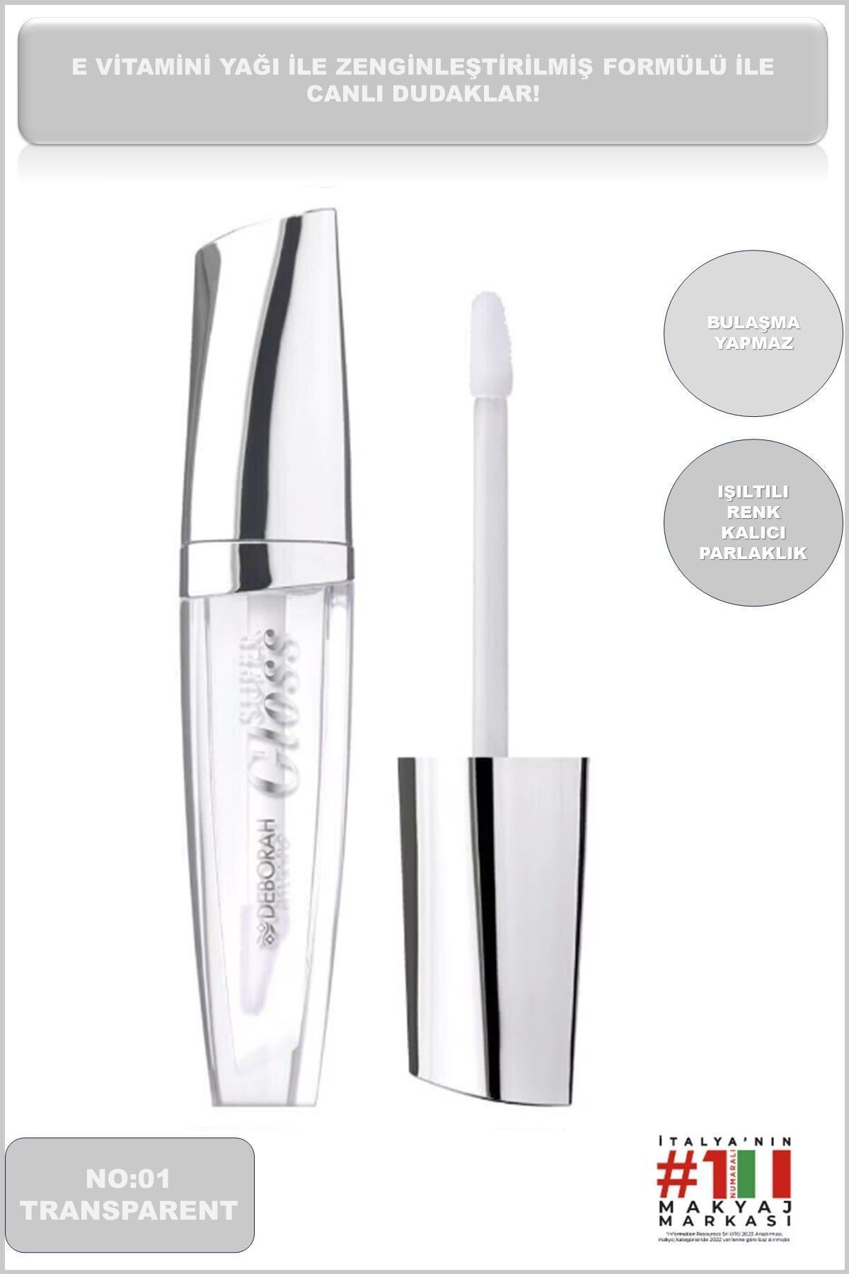 Deborah Milano Super Gloss Dolgunlaştırıcı Etkili Şeffaf Parlatıcı No:1