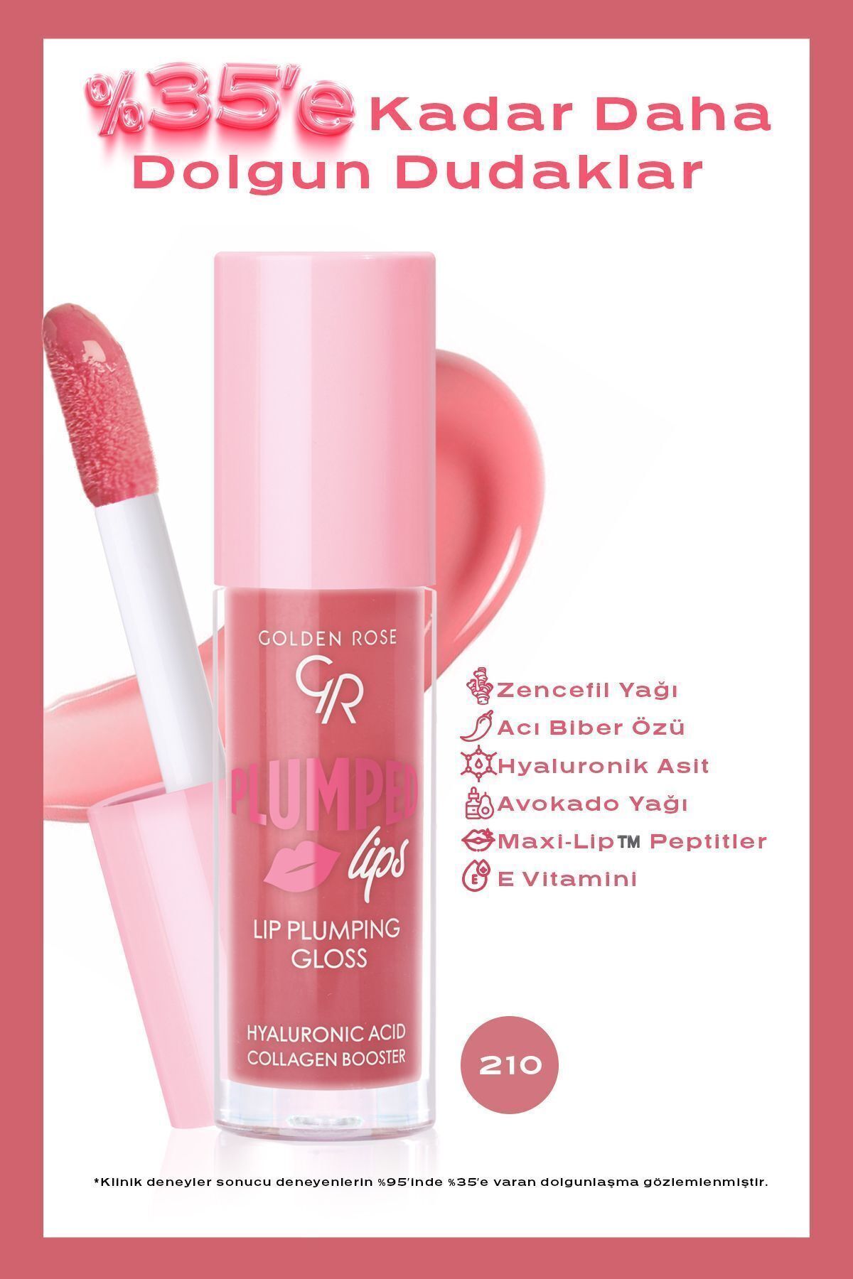 Golden Rose Plumped Avokado Yağlı & E Vitaminli Dolgunlaştırıcı Dudak Parlatıcı Spf 20 - No : 210
