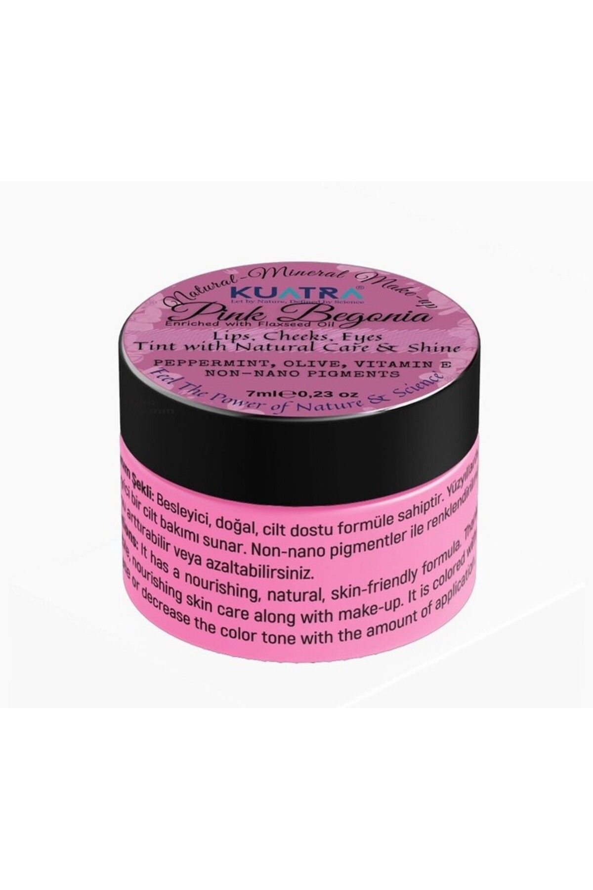 KUATRA Pink Begonia Nemlendirici - Antioksidan Işıltı Veren Balm (DOĞAL İÇERİKLİ RUJ- ALLIK-FAR) - Görsel 2