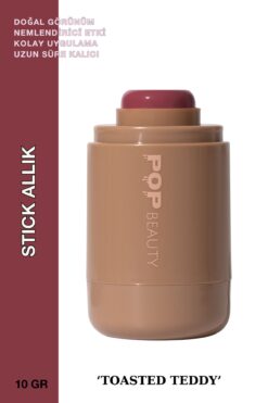 POP Beauty Doğal Görünüm, Nemlendirici Etkili, Yanak ve Dudak Renklendirici Stick Allık, Toasted Teddy