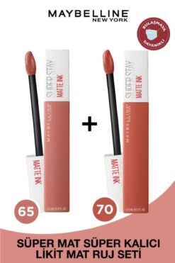 Maybelline New York Super Stay Matte Ink Likit Mat Ruj - 65 Seductress - Nude + 70 Amazonian - Kahverengi Ikili Set
