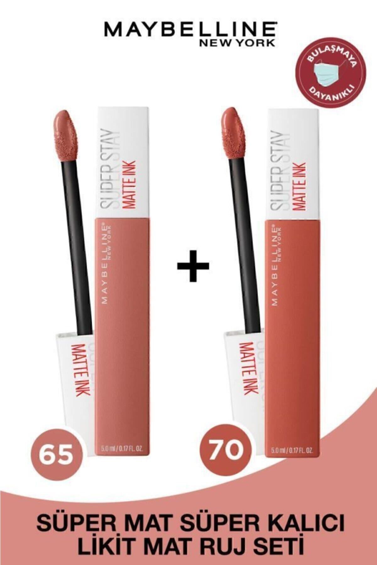 Maybelline New York Super Stay Matte Ink Likit Mat Ruj - 65 Seductress - Nude + 70 Amazonian - Kahverengi Ikili Set
