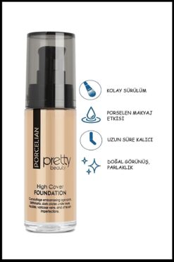 Pretty Beauty High Cover Yüksek Kapatıcı Etkili Porselen Fondöten No:3