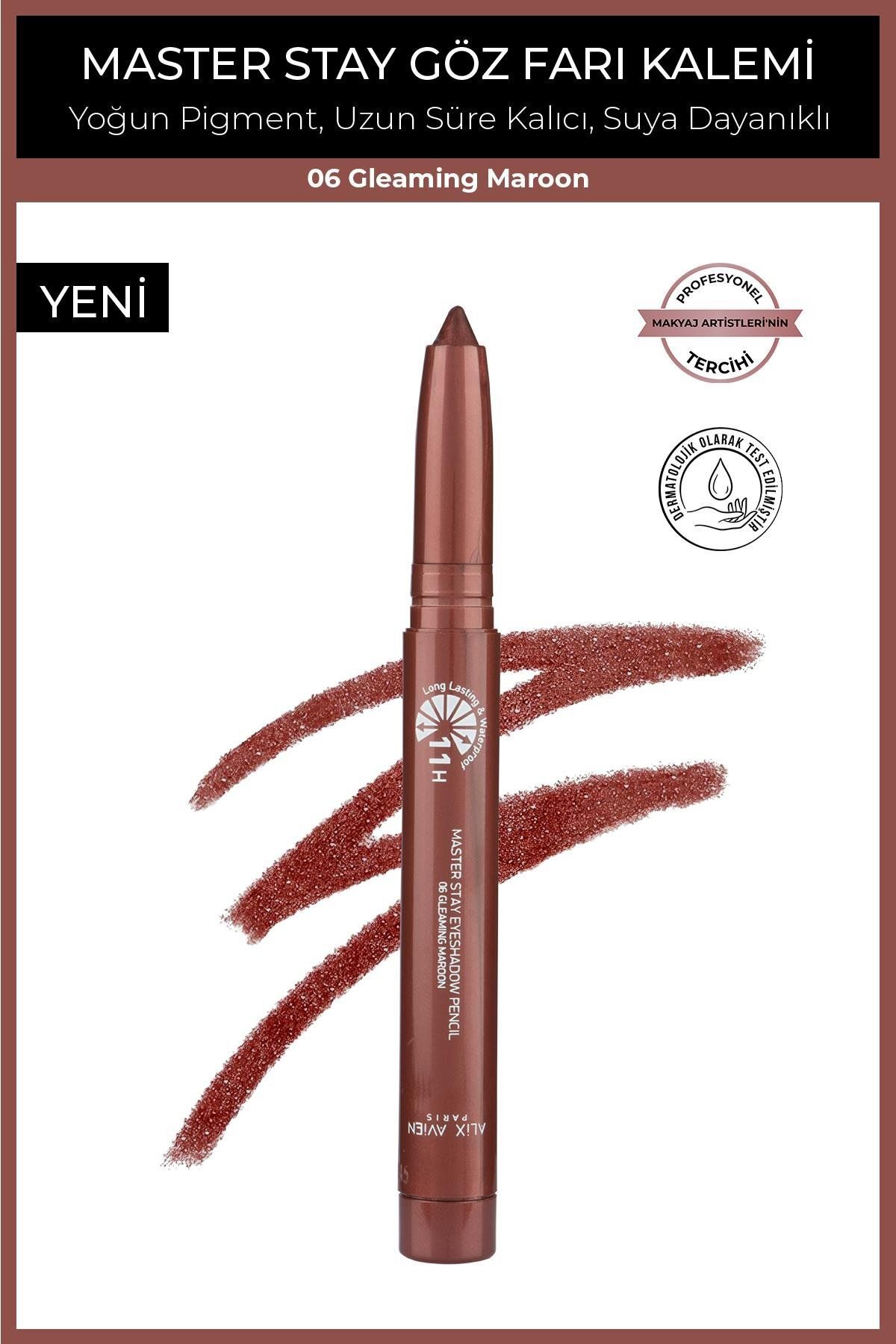Alix Avien Suya Dayanıklı 11 Saat Kalıcı Yoğun Pigmentli Kremsi Göz Kalem Farı - Master Stay 06 Gleaming Maroon