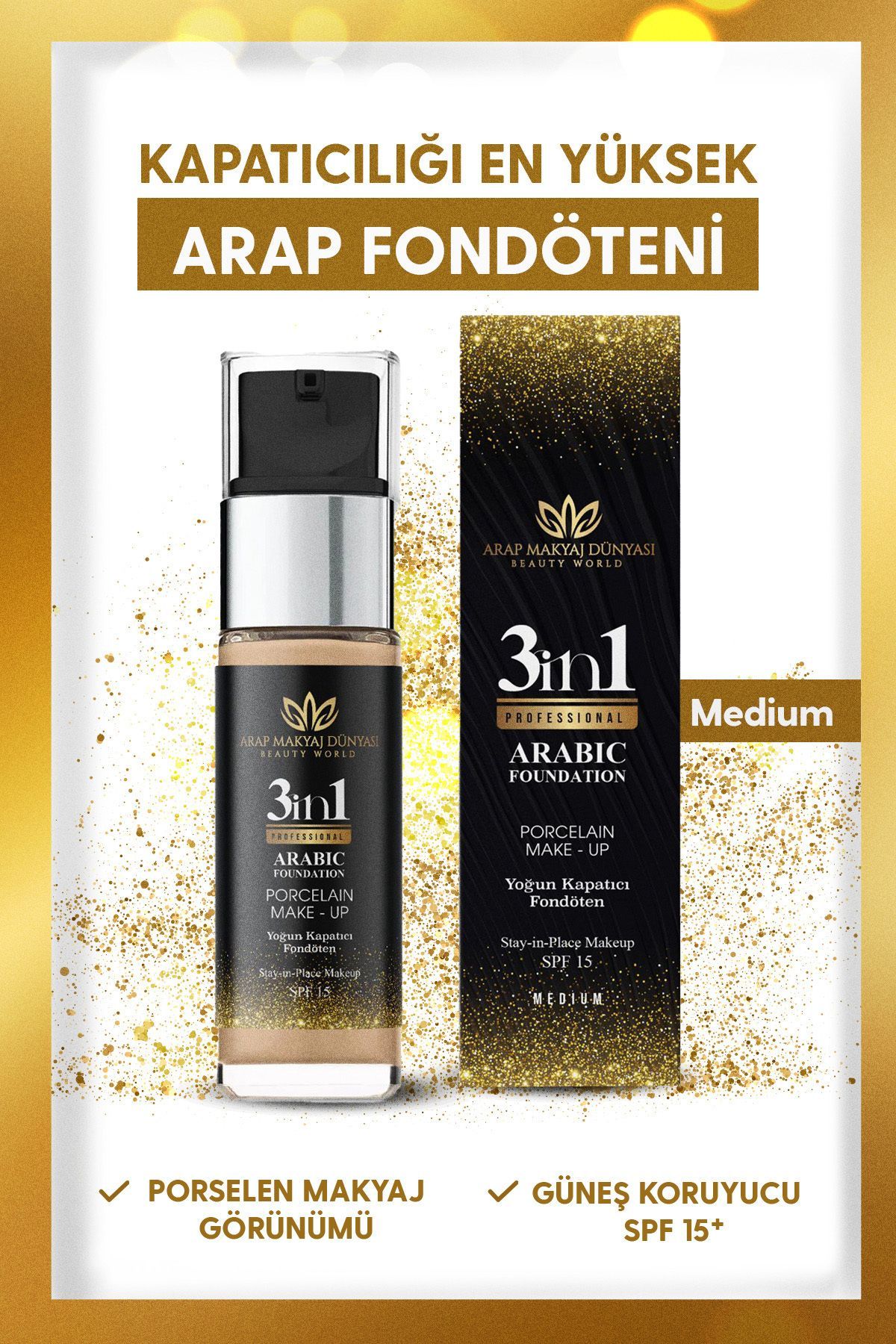 Arap Makyaj Dünyası Yoğun Kapatıcı Fondöten - Medium