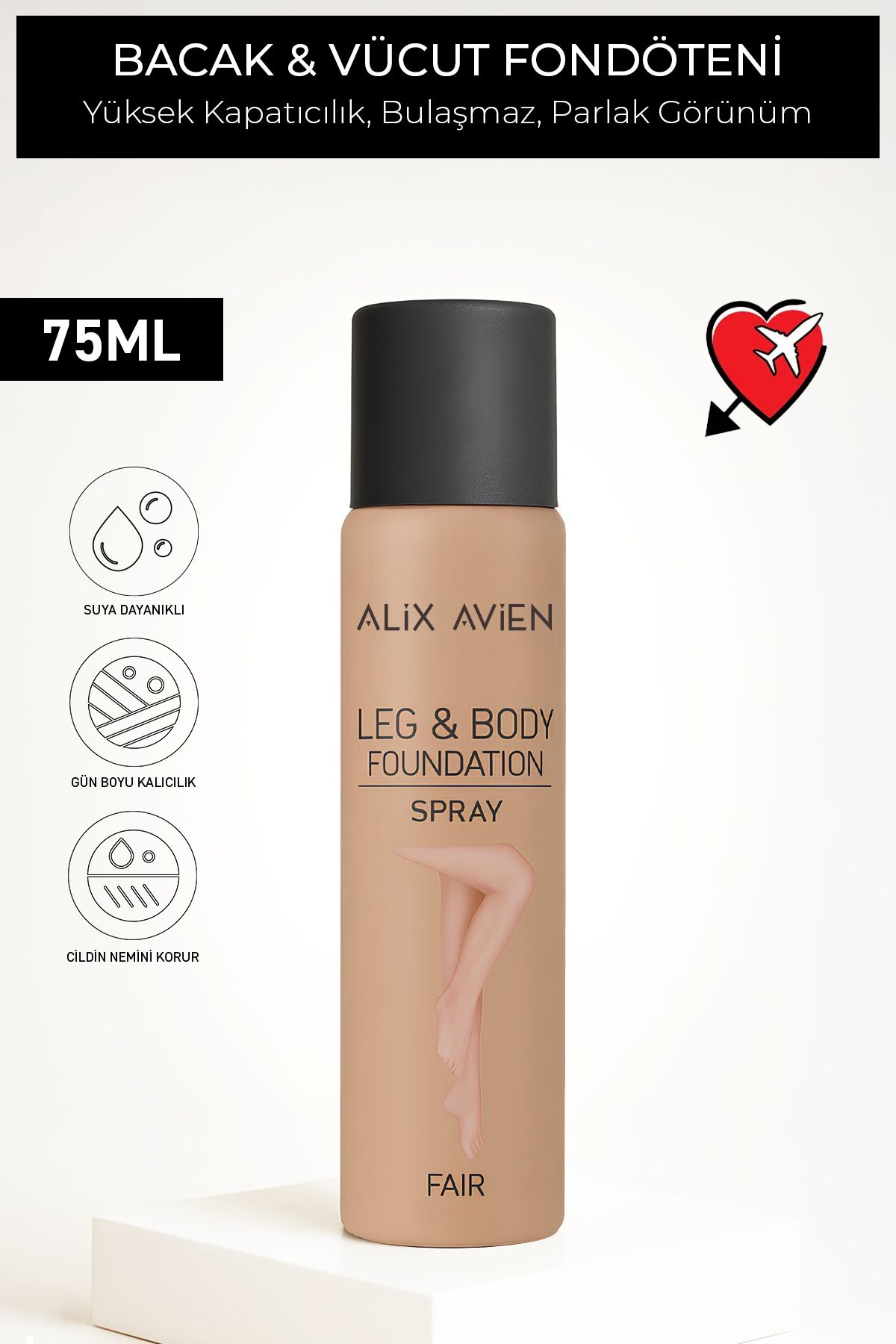 Alix Avien Bacak Fondöteni Fair Vücut Makyajı Bronzlaştırıcı Etki Sprey - Leg & Body Foundation Spray 75 ml