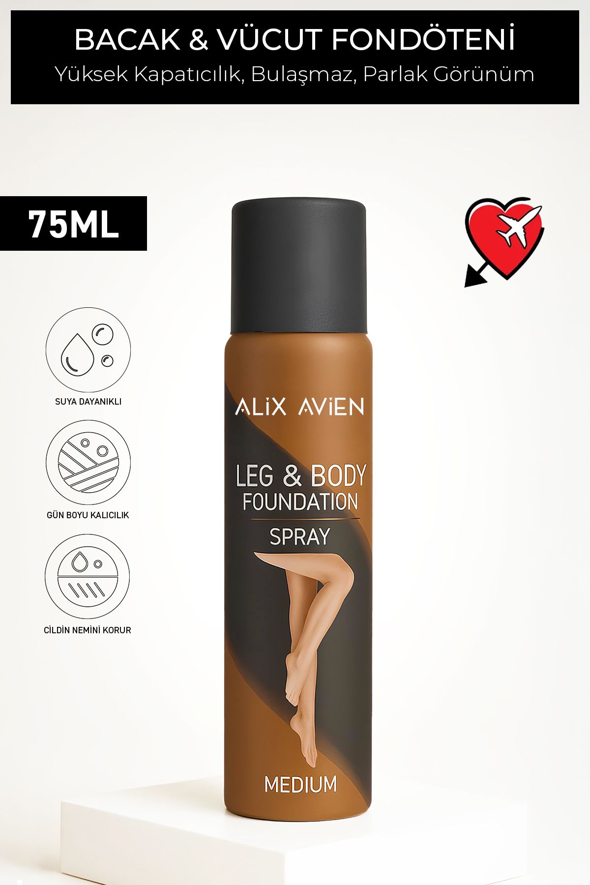 Alix Avien Bacak Fondöteni Medium Vücut Makyajı Bronzlaştırıcı Etki Sprey - Leg & Body Foundation Spray 75ml