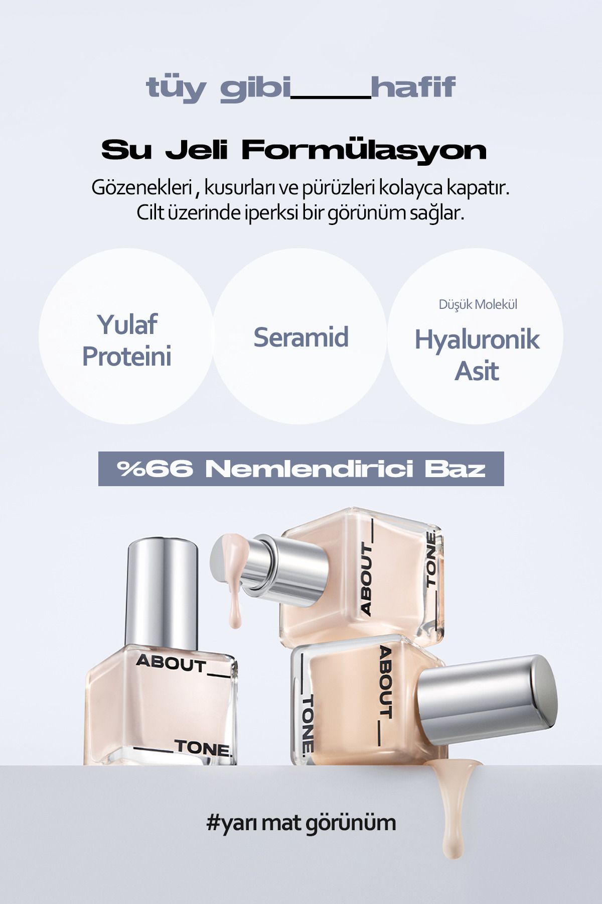 ABOUT TONE Doğal Görünümlü SPF içeren Vegan Fondöten About Tone Skin Layer Fit Foundation SPF 30 + PA ++ - Görsel 2