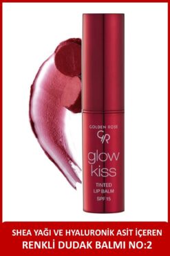 Golden Rose Glow Kiss Tinted Shea Yağı,Hyaluronik Asit Ve Vitamin E İçeren Renkli Dudak Balmı -02 Strawberry
