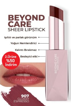 Alix Avien Beyond Care Sheer Lipstick 907 - Glossy Espresso - Yoğun Nemlendirici Besleyici Etki - Parlak Ruj