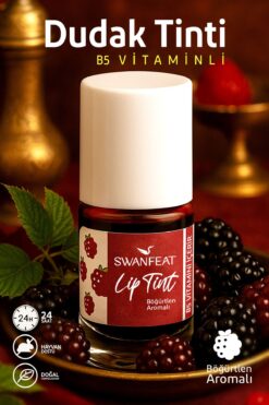 SWANFEAT B5 Vitaminli Likit Dudak Tinti Nemlendirici Kalıcı Böğürtlen Aromalı Bordo Rengi Allık Ve Ruj