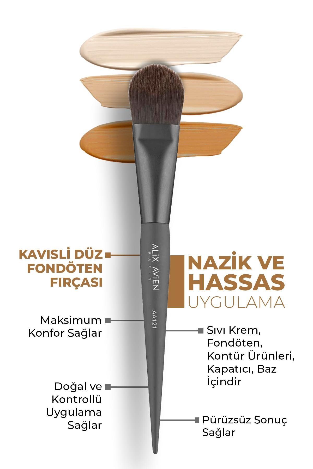 Alix Avien Kavisli Düz Fondöten Fırçası - Flat Foundation Brush