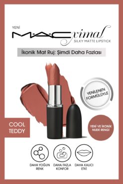 M.A.C Silky Matte Lipstick Nemlendirme Etkili Yoğun Renk Sağlayan Ruj -COOL TEDDY 3.5GM