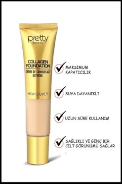 Pretty Beauty High Cover Yüksek Kapatıcı Etkili Collagen Fondöten No:1
