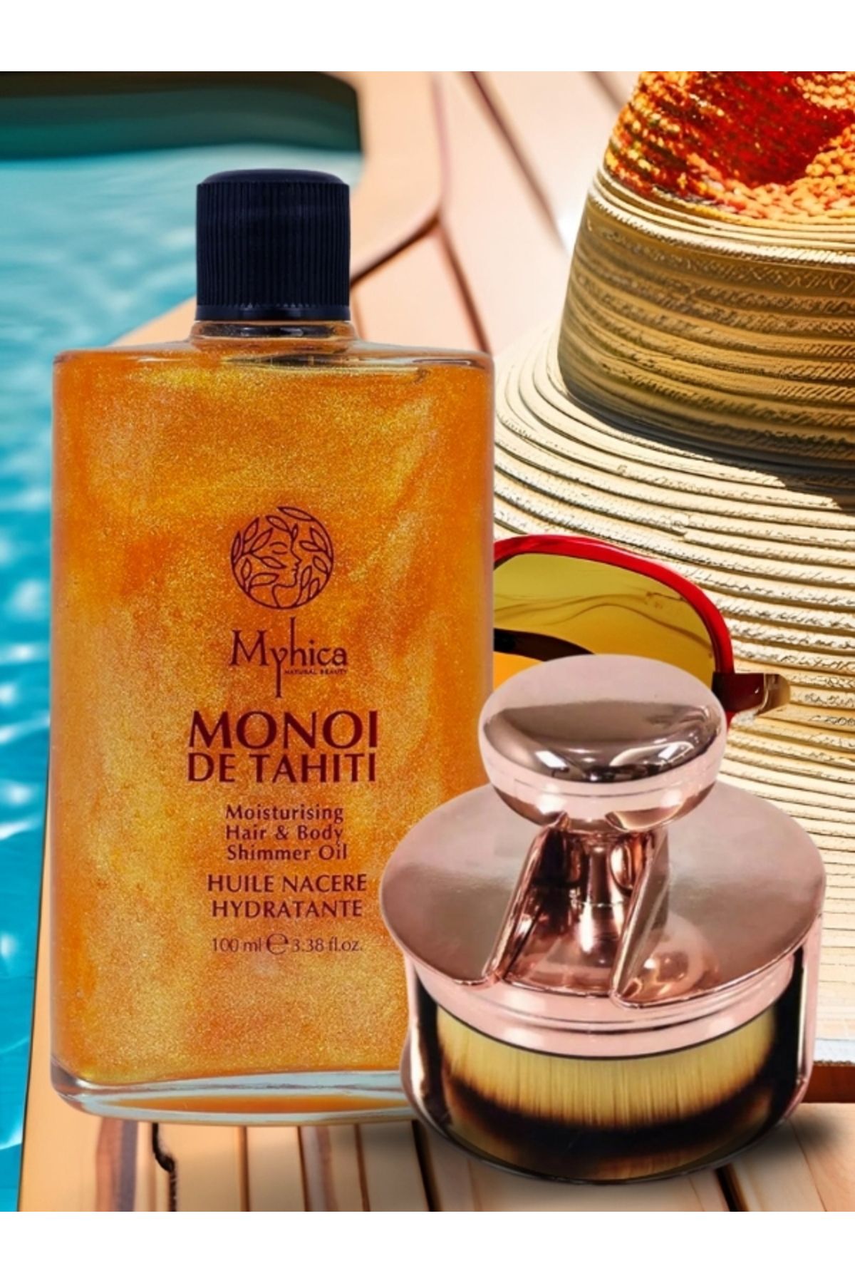 nascita Bronzy Glow Fondöten Fırçası 247 + Işıltılı Saç & Vücut Nemlendirici Yağ - 100 ml