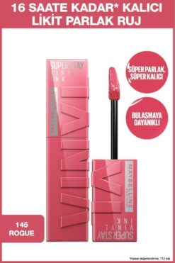 Maybelline New York Super Stay Vinyl Ink Uzun Süre Kalıcı Likit Parlak Ruj 145 Rogue