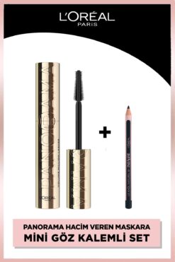 L'Oreal Paris Panorama Hacim Veren Maskara Siyah & Paradise Le Khol Mini Göz Kalemi Makyaj Seti