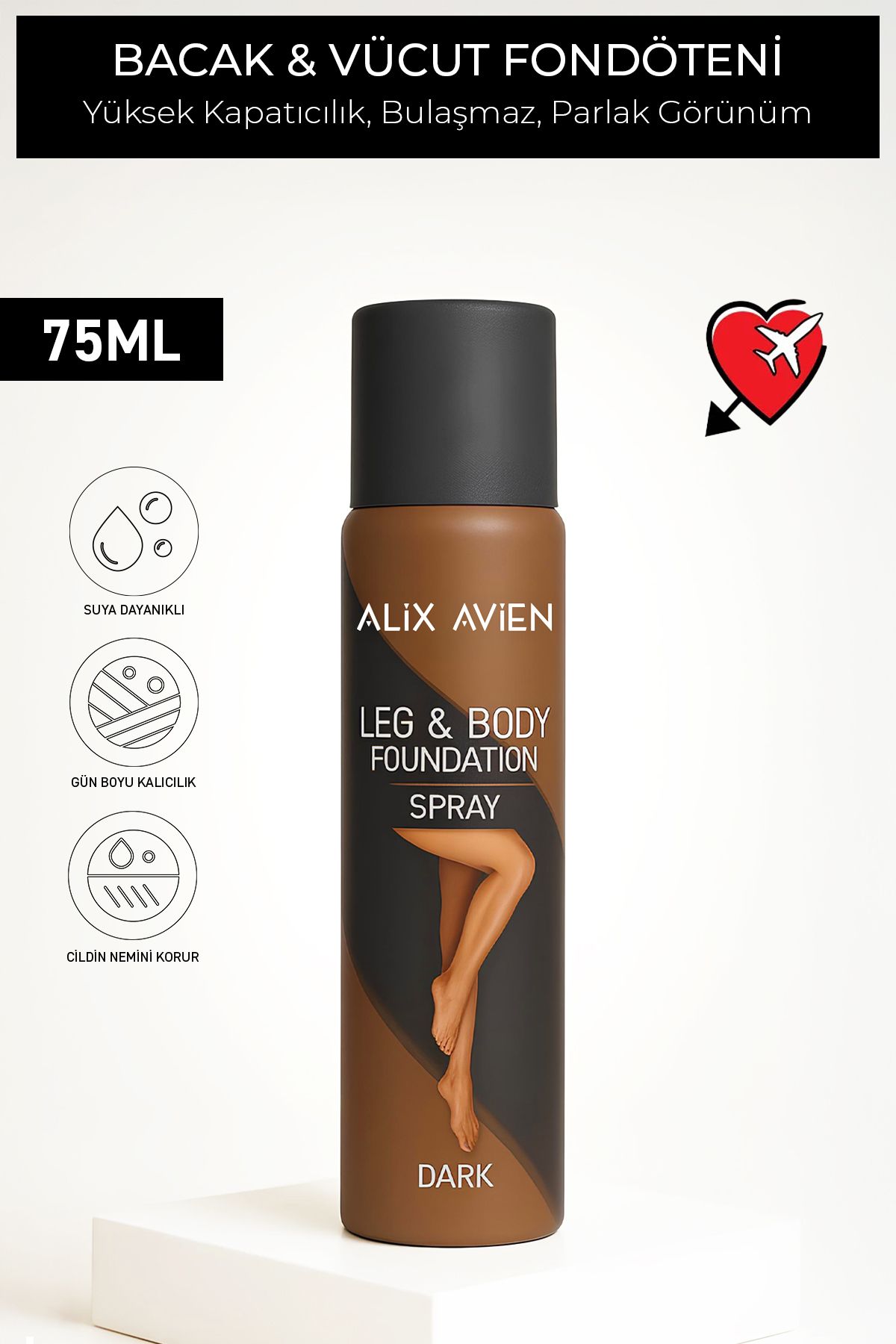 Alix Avien Bacak Fondöteni Dark Vücut Makyajı Bronzlaştırıcı Etki Sprey - Leg & Body Foundation Spray 75 ml