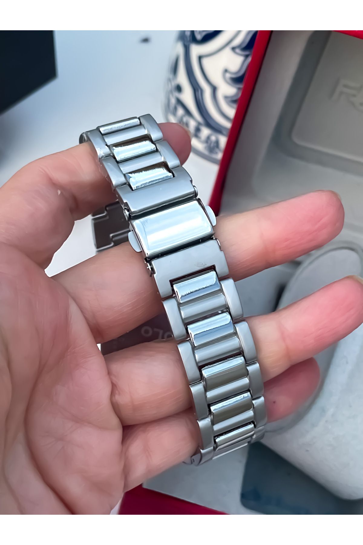 S.POLO Yeni Sezon Gümüş Renk Metal Kordon Erkek Kol Saati Bileklik Hediyeli Babalar Günü Hediyesi - Görsel 4