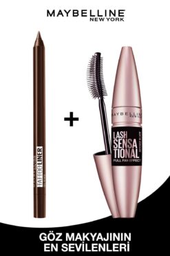 Maybelline New York Lash Sensational Yelpaze Etkili Ekstra Siyah Maskara & Tattoo Liner Jel Göz Kalemi - 911 Kahverengi
