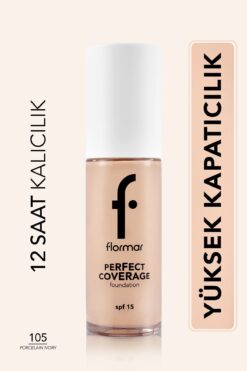 Flormar Perfect Coverage Yoğun Kapatıcı Su Bazlı Fondöten(PEMBE ALT TON) -105 Porcelain Ivory -8682536058223