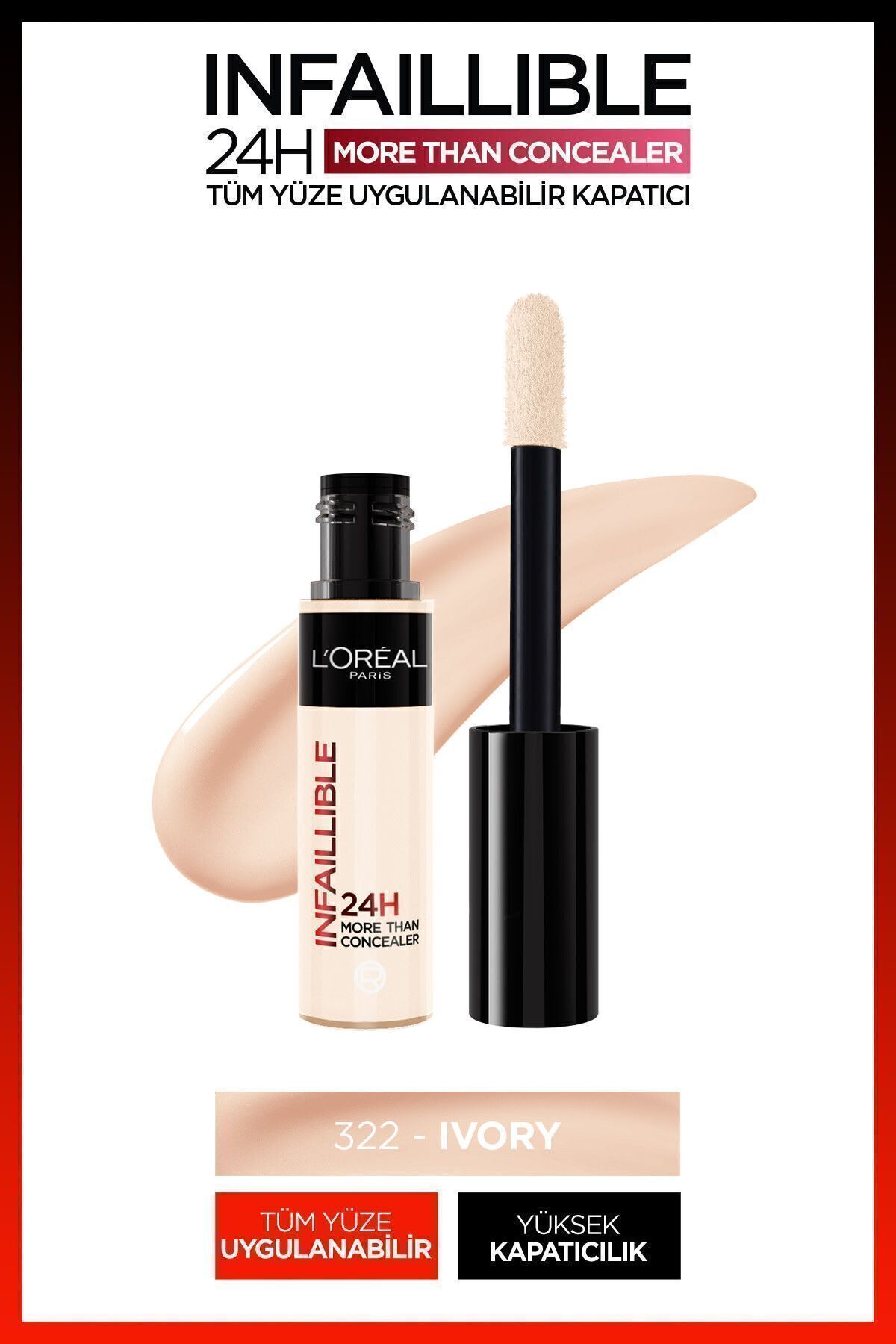 L'Oreal Paris Infaillible Tüm Yüze Uygulanabilir Kapatıcı 322 Ivory Concealer