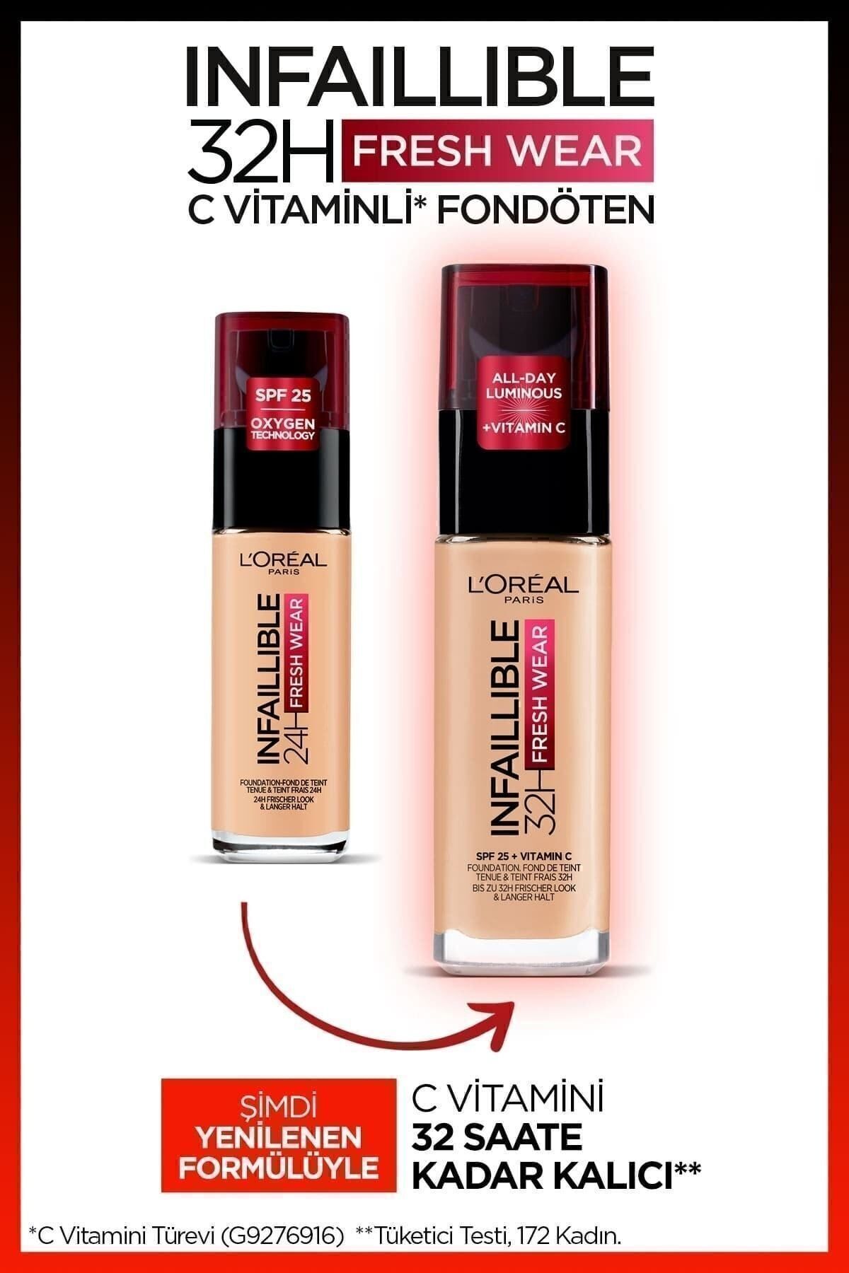 L'Oreal Paris L'Oréal Paris Infaillible 32H Fresh Wear C Vitaminli Fondöten - 200 Natural Linen - Görsel 2